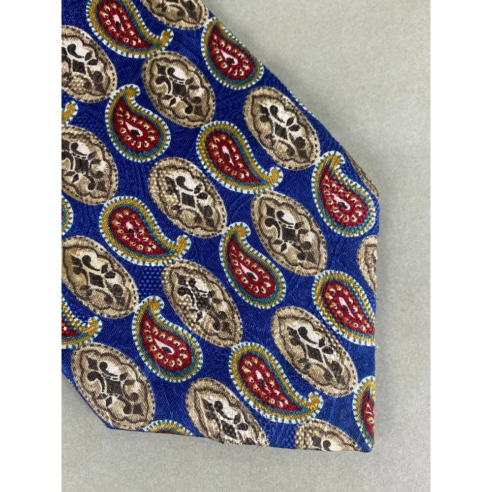 Bill Blass Mens Silk Tie Blue Red Gold‎ Paisley Medallion Classic Business 56X4